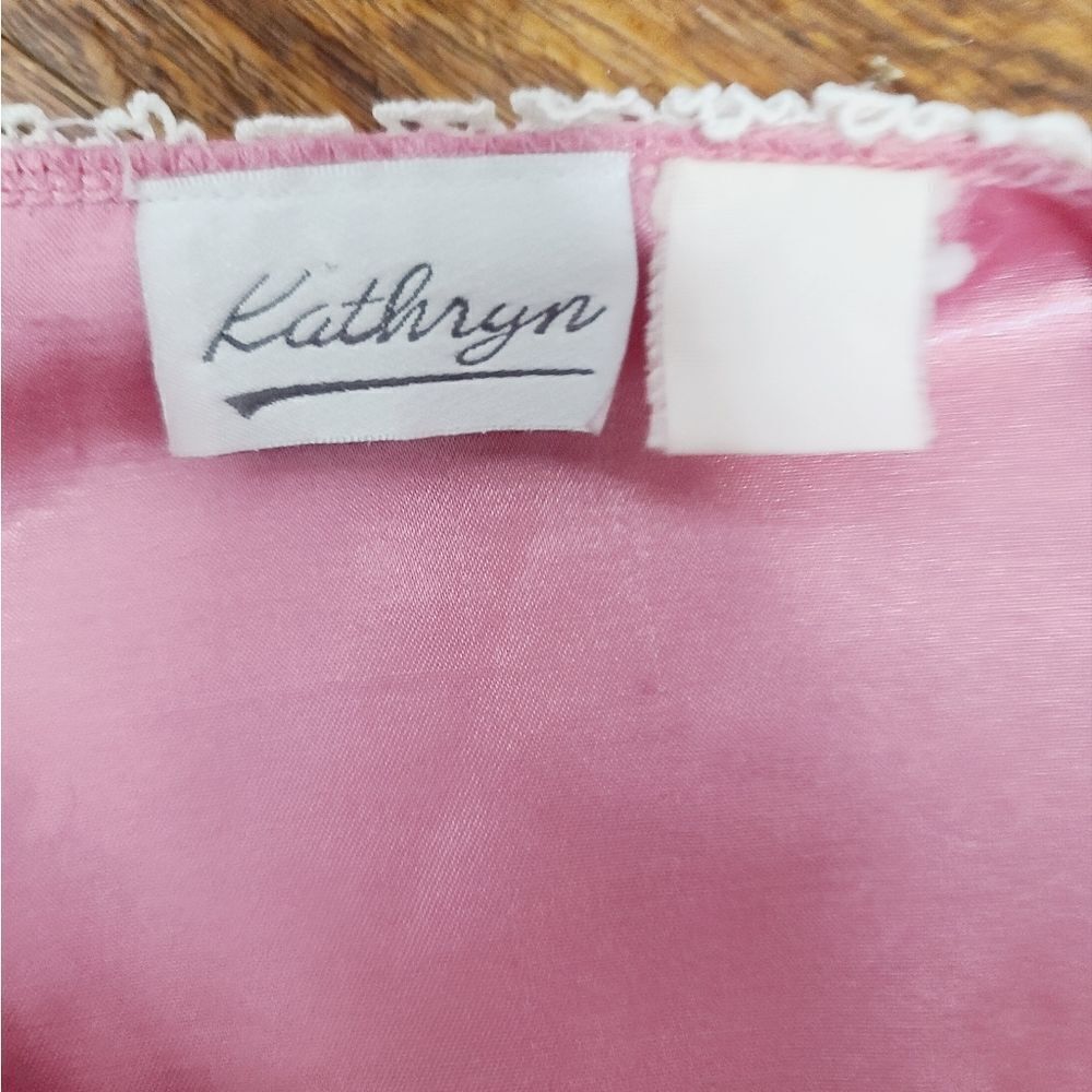 Vintage 90s Barbiecore Pink Lace Trim Sateen Pajama Top - Picture 5 of 16